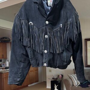 Black Fringe Leather Jacket